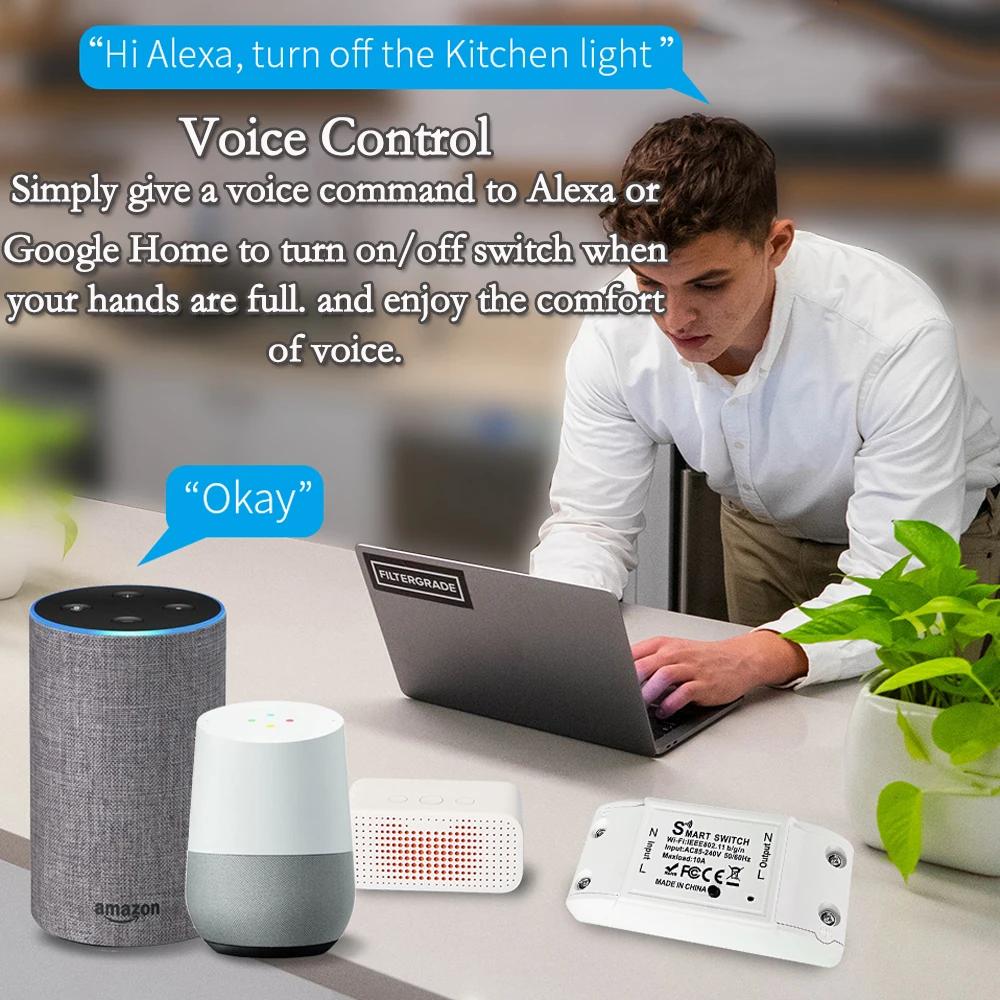 Tuya WiFi Smart Switch Breaker Wireless Light Switch Voice Control Timer Smart Home Automation Work With Alexa Google Home