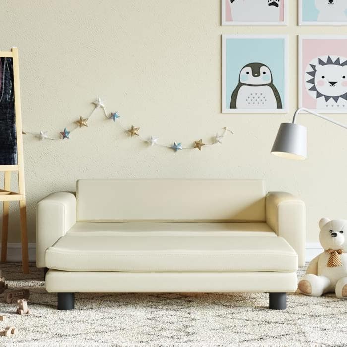 VidaXL Sofa with Footrest for Children Cream 100x50x30 Cm 3196415