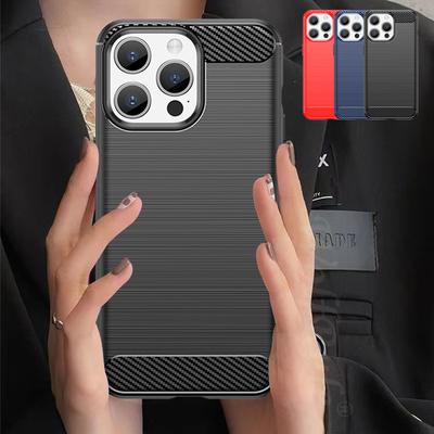 For iPhone 16 Pro Max Case Cover For iPhone 16 Pro Capa Shockproof Bumper Carbon Fiber Soft Silicon Fundas For iPhone 16 Pro Max