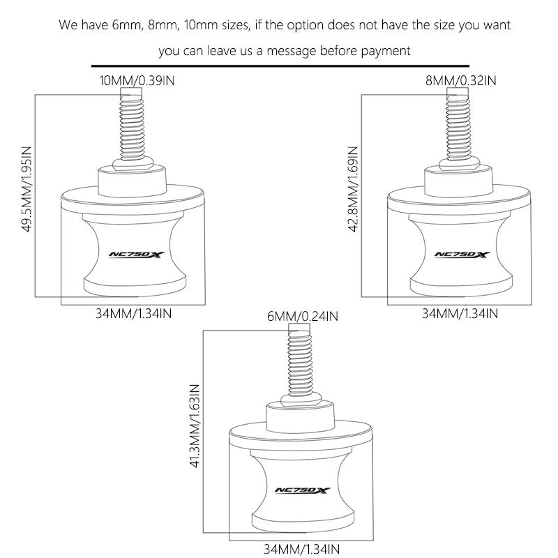 For HONDA NC750X NC 750X NC750 X 2014-2020 2025 Motorcycle Accessories CNC M6/M8/M10 Swingarm Spools Rear Sliders Stand Screws