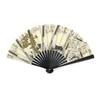 [Men's7] Cotton Folding Fan with Kanji (Cash) Design, Black Bamboo, F54, Kanji, Popular Summer Souvenir, Comes with Case, Perfect for Fireworks Displa