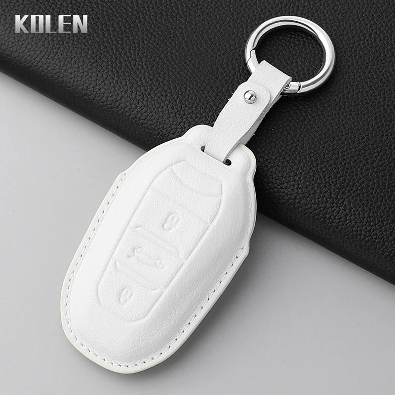 Echtes Leder Auto Schlüsselanhänger Hülle Abdeckung Für Peugeot 2008 3008 4008 5008 308 408 508 Citroen C1 C2 C4 C6 C3-Xr Picasso Grand Ds3 Ds5