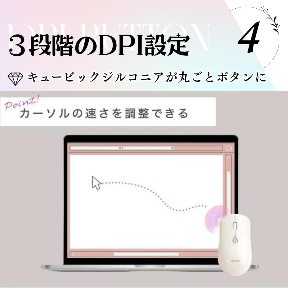 EGRET SweetiE Wireless Mouse with Artificial Gemstone 12 Bluetooth DPI Cubic Adult Gift for School Entrance Promotion Gift Buttons, Colors,