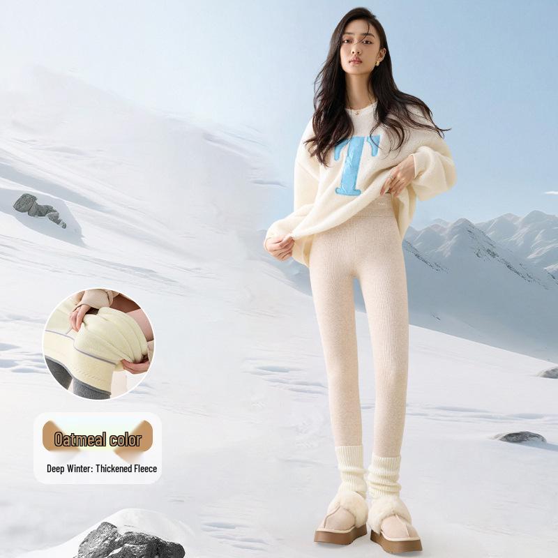 Women's Slimming Extra Thick Lambswool Cotton Pants - Warm Velvet, Non-Bulky, Perfect for Autumn and Winter.