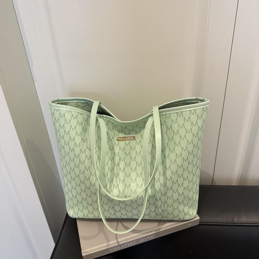 2025 Summer Women's French Tote: Large Capacity Solid Color Shoulder Handbag with Letter Design