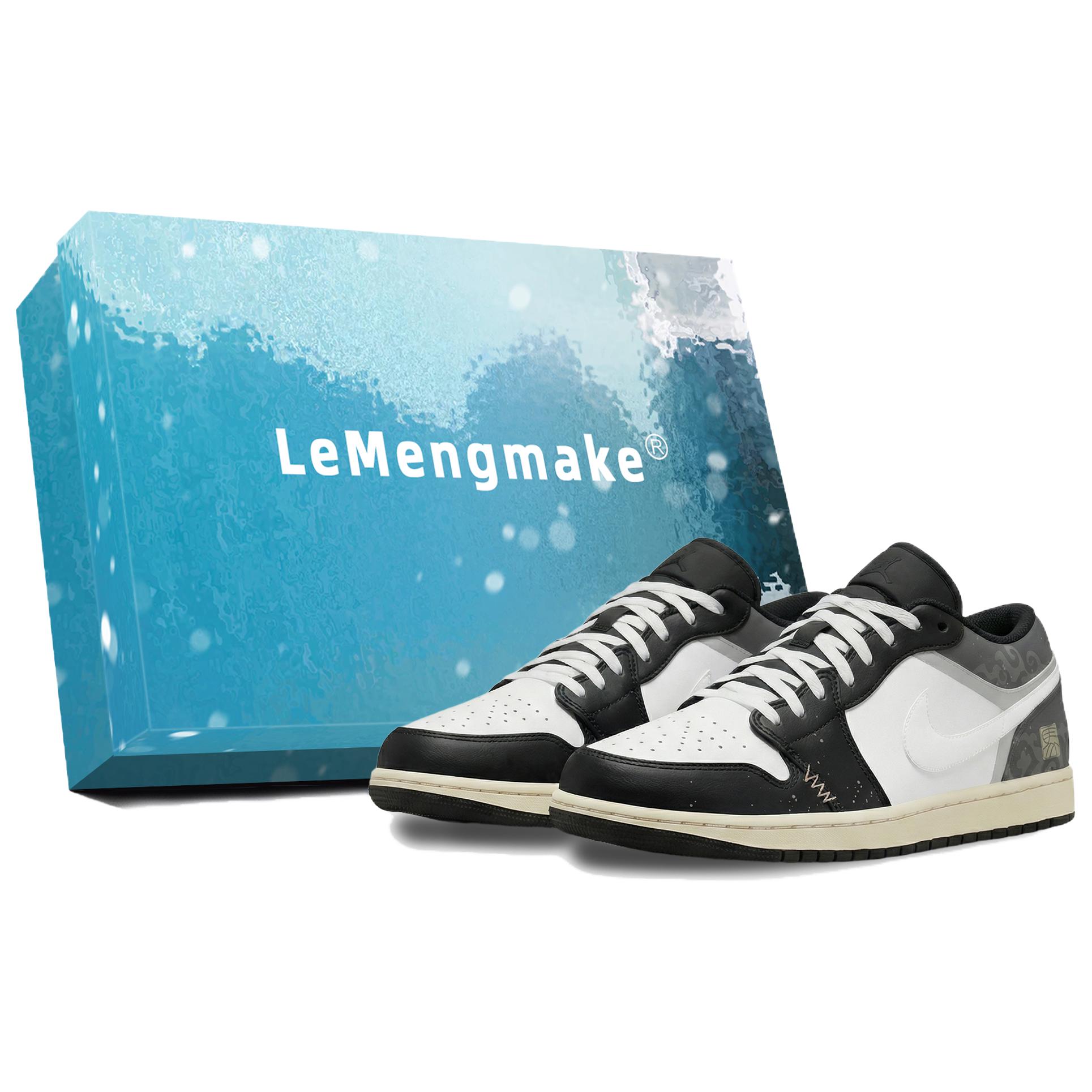 

Jordan Air Jordan 1 Lemon Joy Low top Vintage Basketball Shoes Unisex Black White 553558-040(Team399-S-BOX) 41