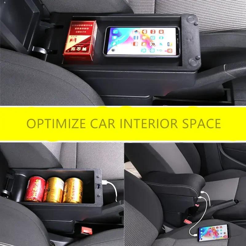 gzcr6 Car Armrest Box For SEAT IBIZA  2017-2024 Leather Arm Rest Center Console Storage USB Arm Rest Decoration Interior Parts