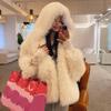 Women's Autumn And Winter Artificial Fox Fur Jacket Short Hooded Loose Coat
