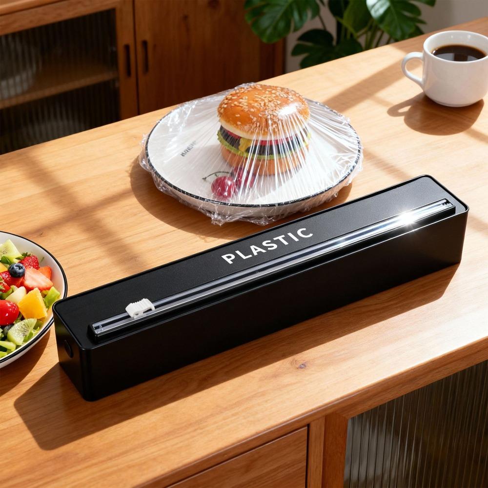 Plastic Food Cling Film Dispenser Magnetic/Suction Cup Stretch Film Cutter Baking Paper