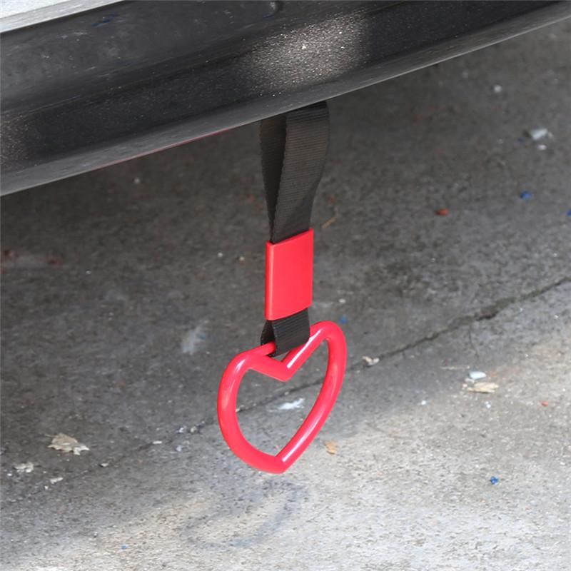 Train Bus Car Handle Hand Strap Ring Heart Styling Drift Charm Strap Car Interior Safety Grab Handle Rear Bumper Warning Ring
