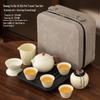 Pure Color Ru Kiln Portable Chinese Tea Set
