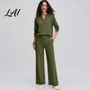 Pullover Sweatpants Set Women Sweatshirt Pants 2-Piece Set V-Neck Long Sleeve Top & Wide Lounge Sets Leg Trousers with Elastic Waist Solid