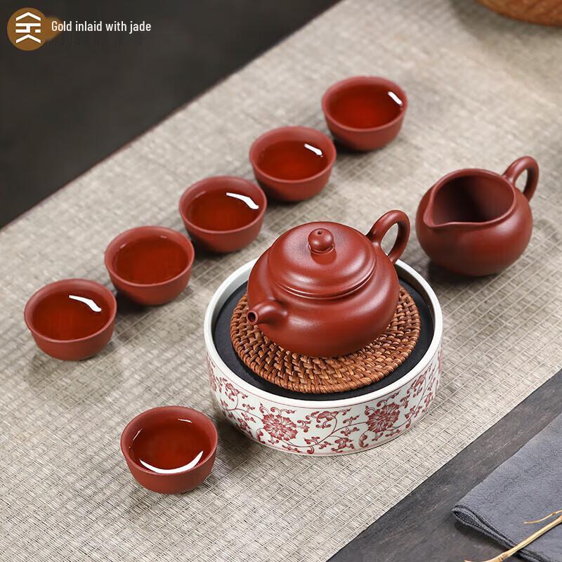 Antique Style Yixing Gold Inlaid Teapot Tea Set