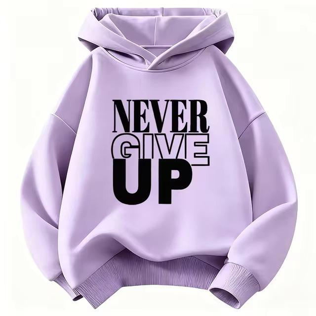 "Never Give Up" Letter Print Children's Sweatshirt - Spring Sportswear for Boys & Girls