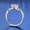 Bague Ringen Anello di Fidanzamento da Donna con Pietra Mosang Love a Croce da Un Carato Oro Puro Argento 925 Gioielli da Matrimonio Misura Regolabile