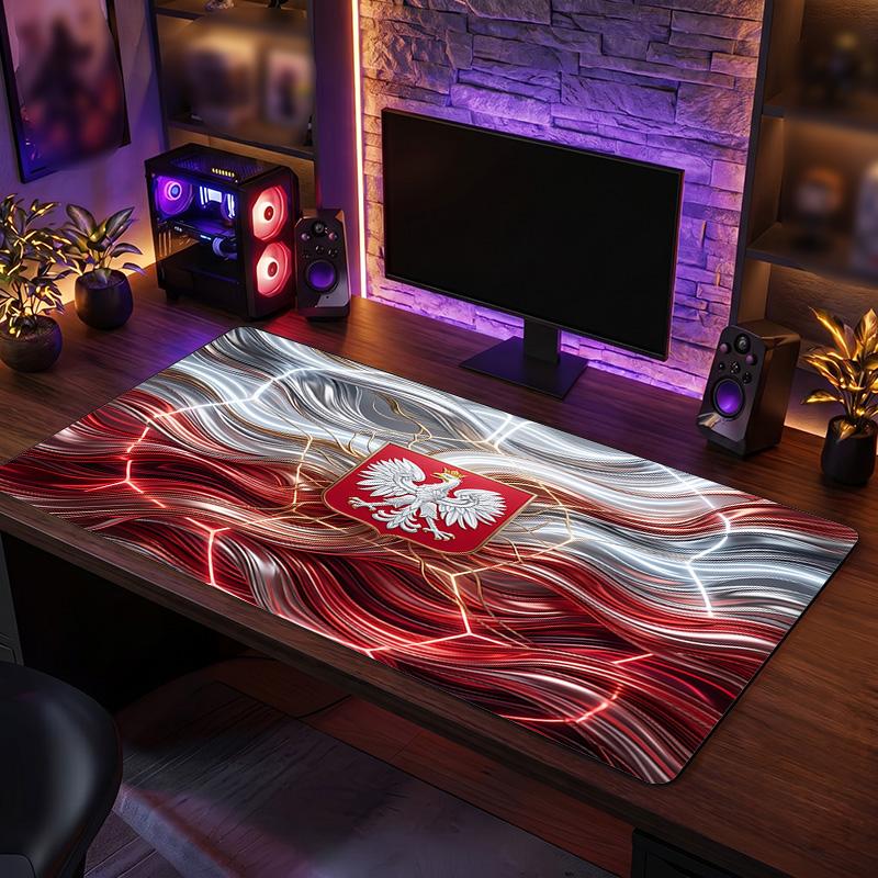 Poland Football Crest Mouse Pad, Extended Non Slip Rubber Desk Mat for Gaming Office Laptop Fan Gift