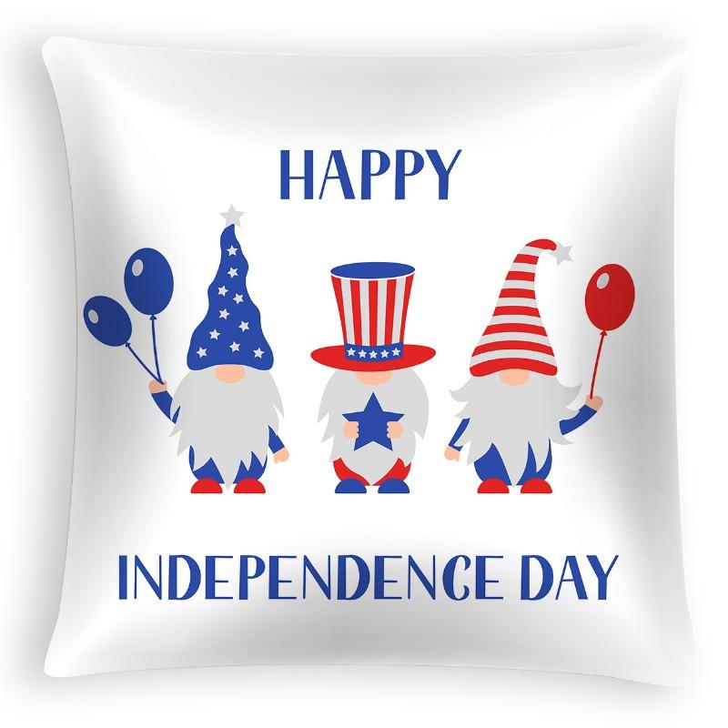 New American Independence Day Pillowcase, American Peach Skin Velvet Printed Cushion Cover, Sofa Pillow Cover