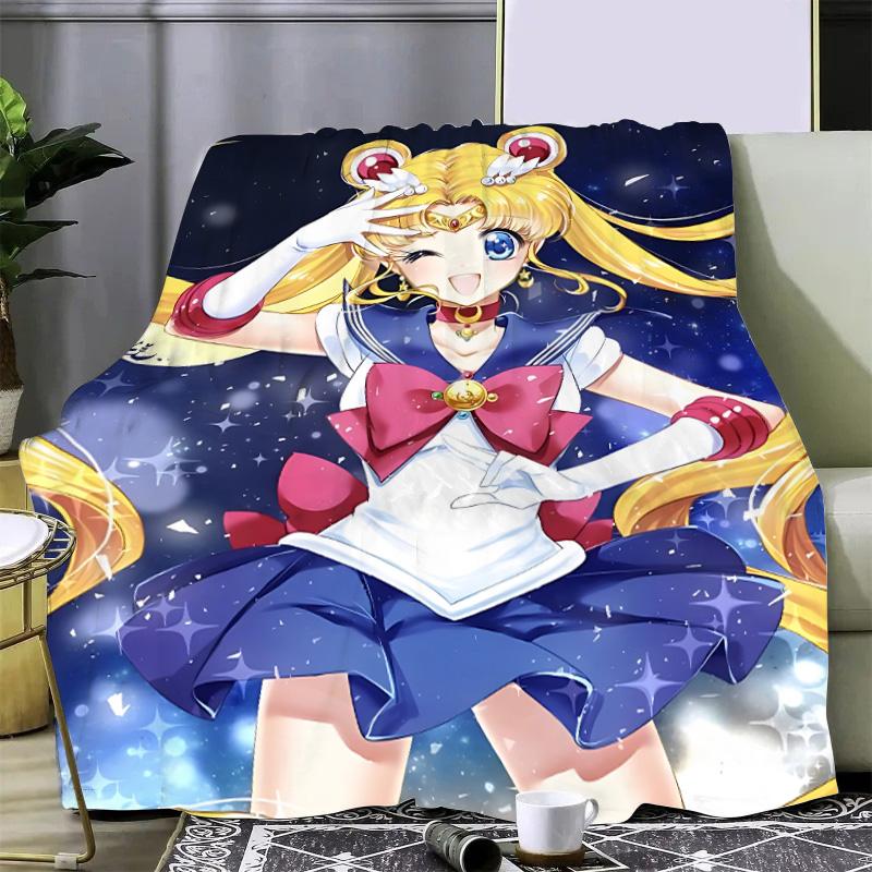 Japan Anime Cute Printed Blanket Picnic Blankets Warm Blanket and Comfortable S-Sailor M-MoonS Blanket Home Travel Birthday Gift