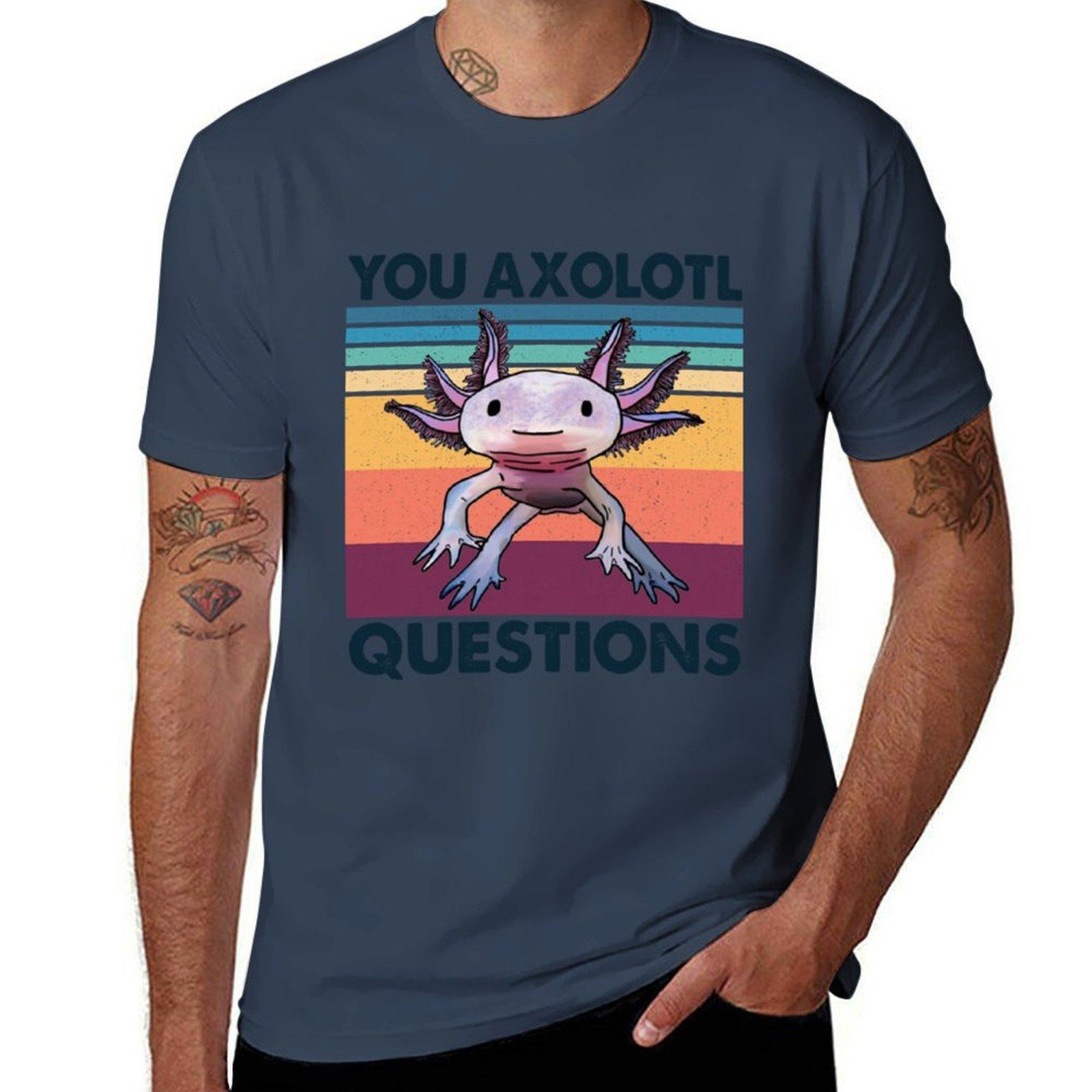 Retro 90s Axolotl Shirt Funny You Axolotl Questions TShirt Gym Exercise Short Sleeve TShirt S