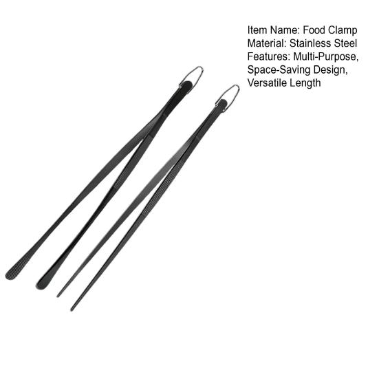 2Pcs Kitchen Cooking Tongs 12 Inch Food Clamp Stainless Steel Fine Tweezers with Serrated Tips for Chef Grill BBQ Pasta Salad