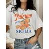 Vintage Orange Letter Print T-Shirt Women's Summer Oversized Tee Fruit Graphic Soft Comfortable Shirt