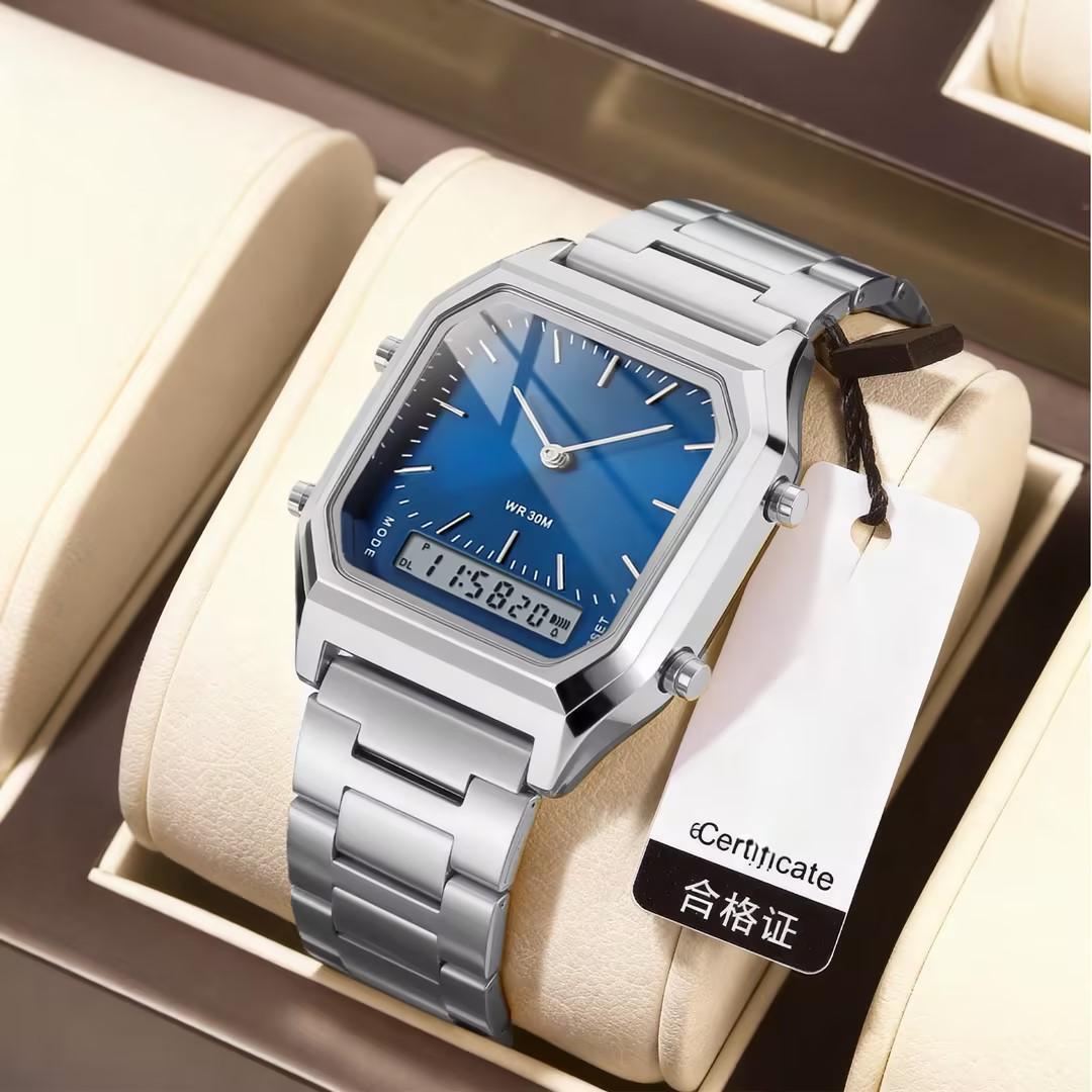 Gold square women s watch niche light luxury steel belt waterproof alarm clock men s watch
