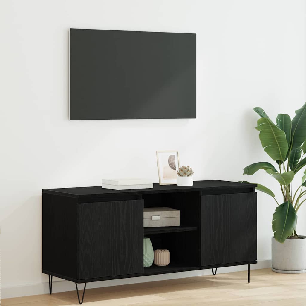 TV Cabinet Black Oak Effect 104 x 35 x 50 cm Engineered Wood