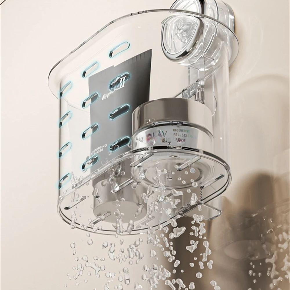 Home Creative Suction Cup Storage Basket Bathroom Makeup Hollowed Out Drain Rack Multifunctional Wall Mounted Cosmetics Holder