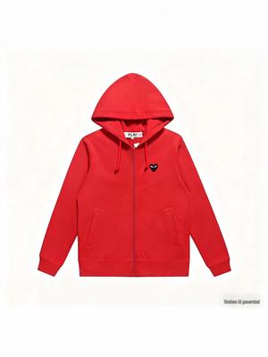 PLAY Liebe Herz Stickerei Reißverschluss Strickjacke Hoodie - Herren Plus Samt Herbst Kapuzenjacke Modell 2025