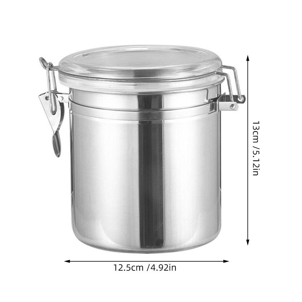 5 Inches Stainless Steel Airtight Food Storage Container Sealed Can for Coffee Beans Tea Leaves Biscuits Flour Sugar Home