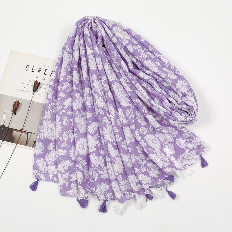 Spring and summer small fresh and sweet small flower twill cotton scarf go out to travel photo shawl