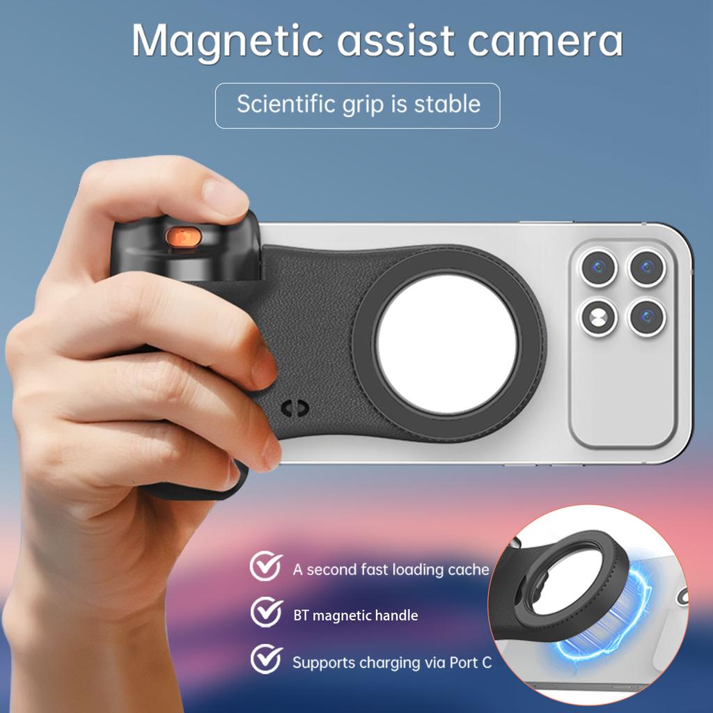 Magnetic Phone Camera Grip Smartphone Photo Holder Selfie Handle Snap with Wireless Shutter Key