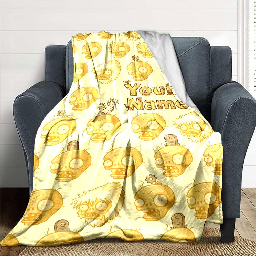 Plants Vs. Zombies Customize Your Name Blanket Cozy Customizable Blanket Comfortable Versatile for Nap Seaside Living Room Picnics