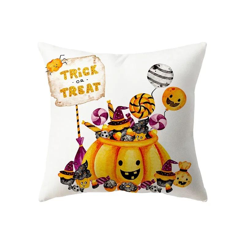Halloween Theme Horror Pumpkin Print Pattern Cushion Cover Home Living Room Sofa Decoration Square Pillow