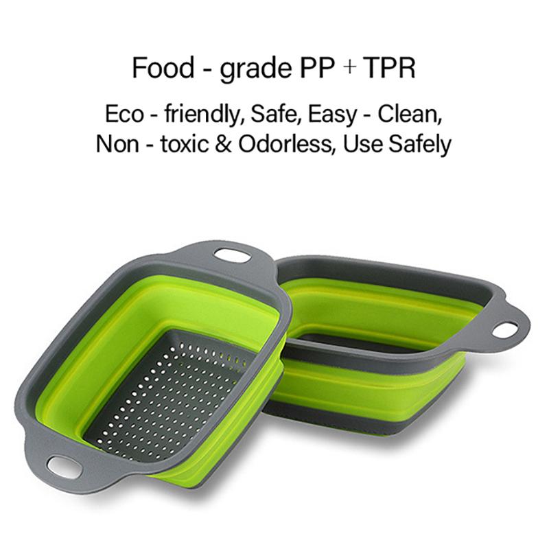 Silicone Folding Drainer Basket Portable Kitchen Strainer Fruit Vegetable Washing Folding Drainer Kitchenware Drain Device