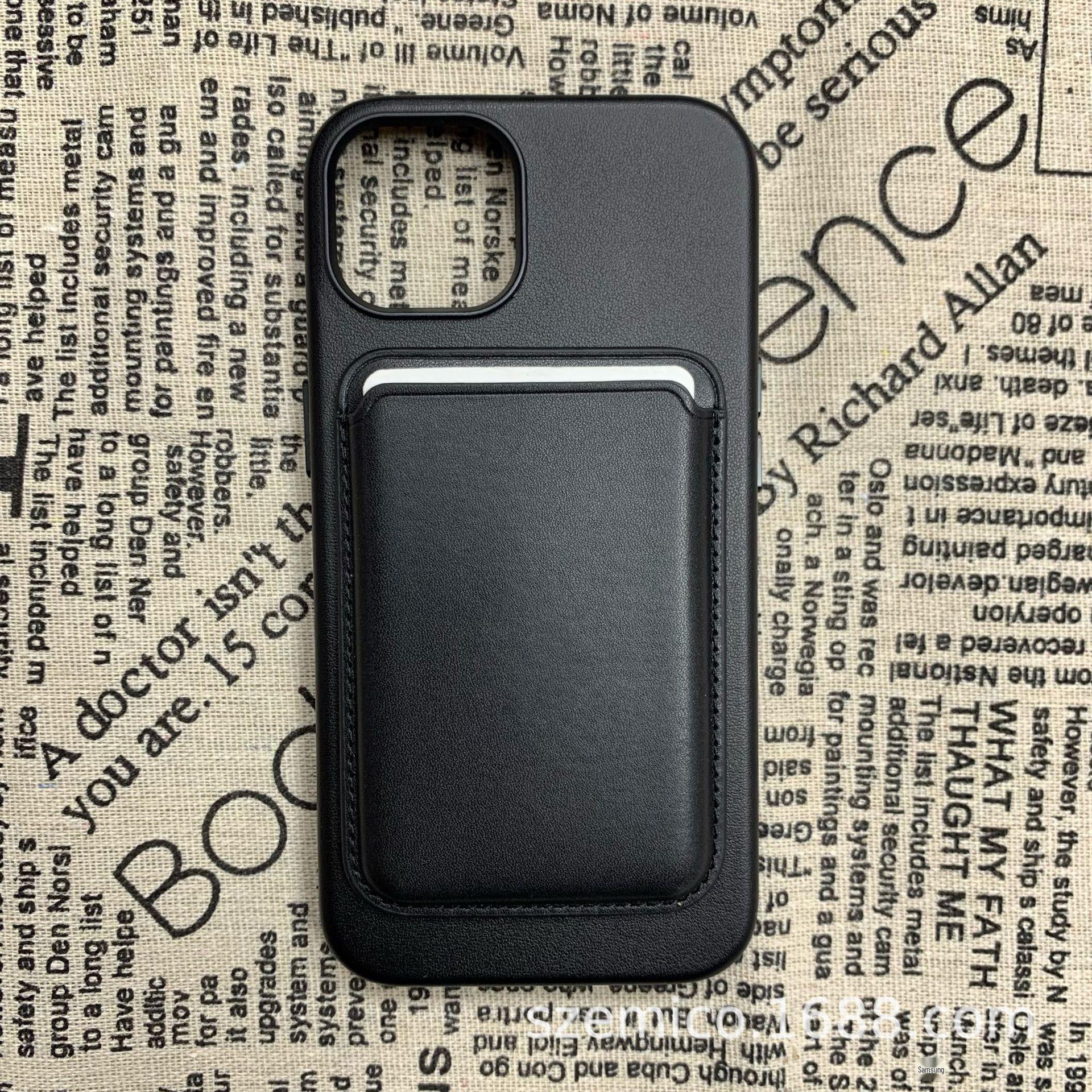 

Genuine Leather MagSafe Card Holder Case for iPhone 12/13/14 Series with Animation and Magnetic Buckle. iPhone Series 12-17 Universal Calf Leather