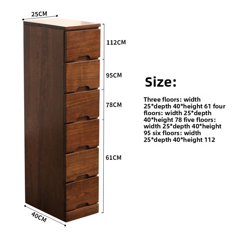 Solid Wood Narrow Gap Cabinet,Modern Bedside Storage Organizer, Wooden Chest for Small Spaces, Minimalist Home Furniture