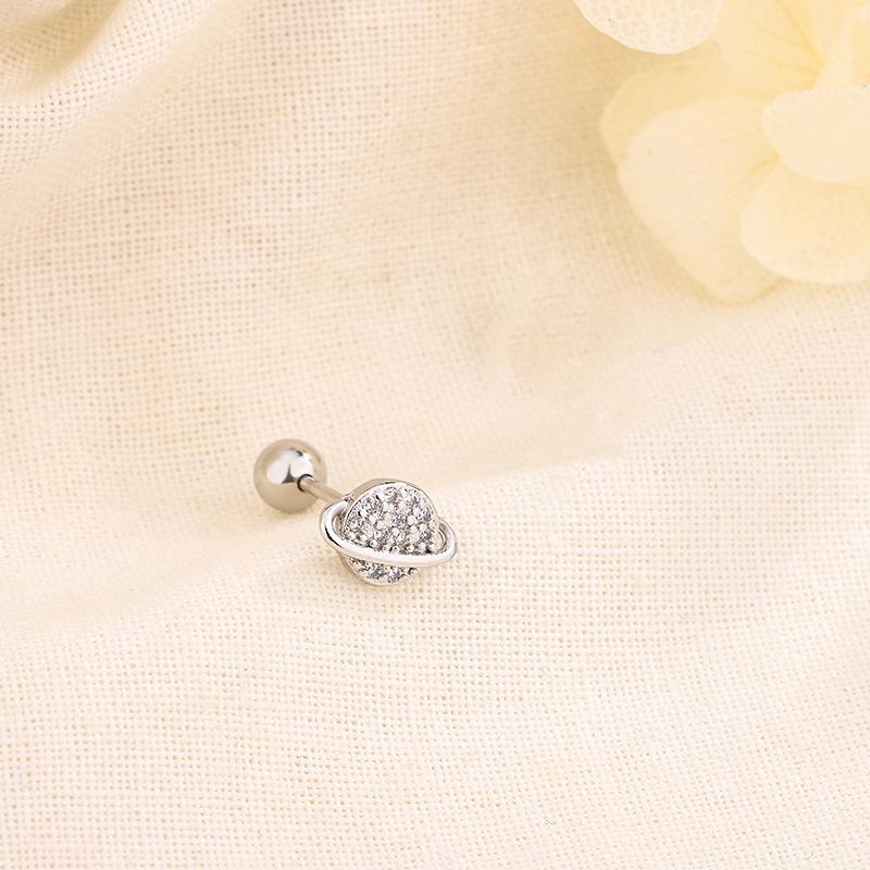 Korean Asymmetrical Star-Stud Earrings: High-End, Shiny Screw-Back Ear Cartilage Jewelry for Women