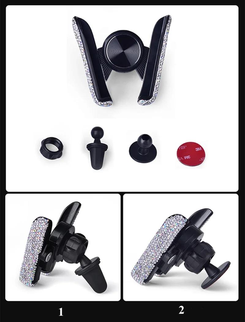 Автомобильный держатель для телефона с блестящим кристаллом — фото 7