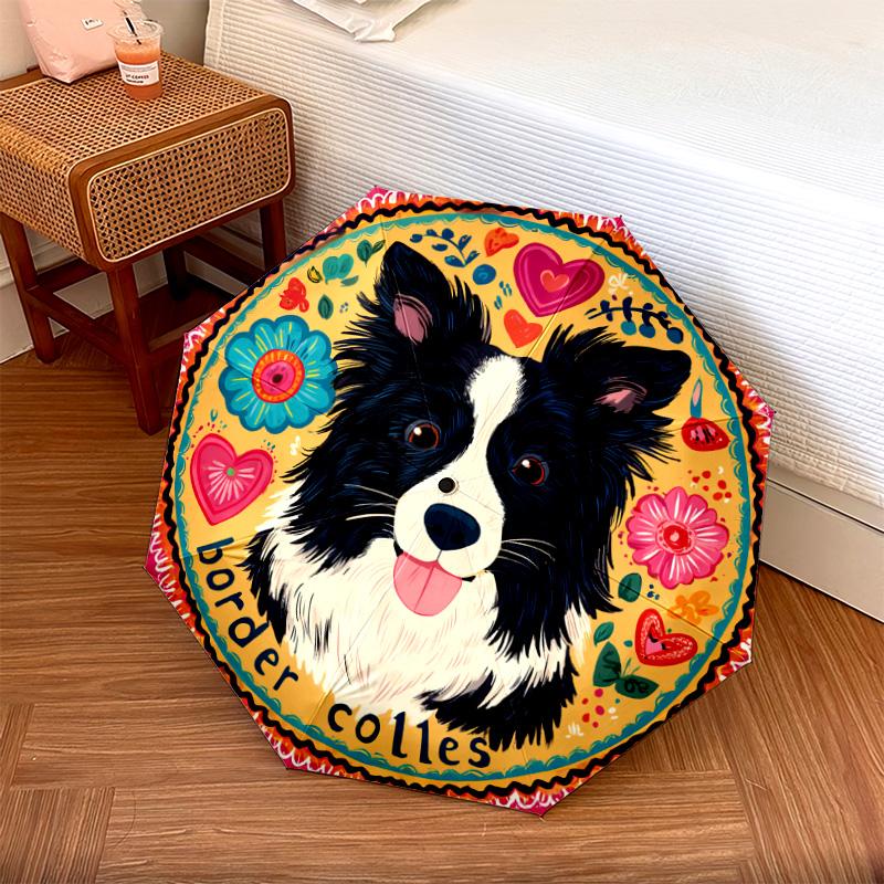 

1 шт. Автоматична складана парасолька - Візерунок Бордер-коллі, Портативна та складана конструкція з 8 спицями, Різдвяні та дні народження подарунки