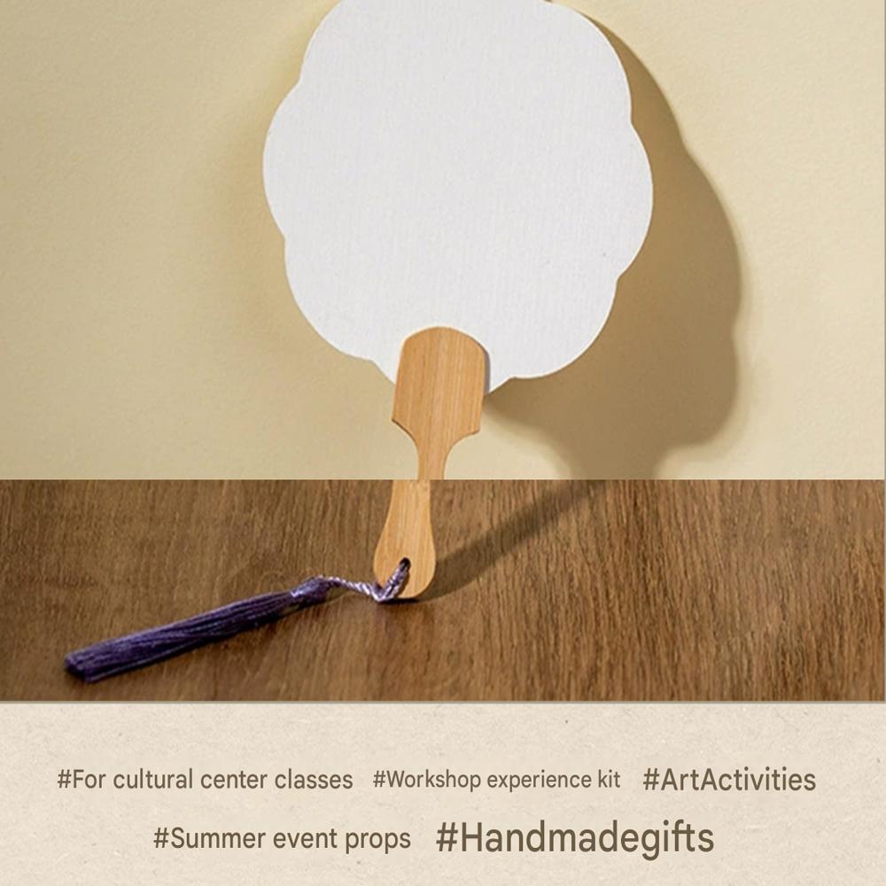 Blank DIY Paper-Fan (Flower) 5EA for Workshop / ArtClass(Coloring, Caligraphy, Etc)
