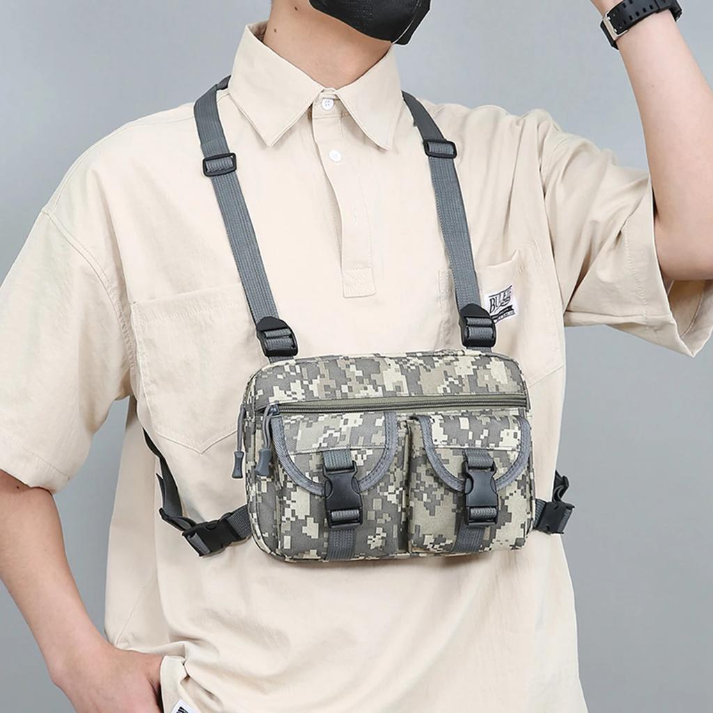 Kamizelka Taktyczna Torba Streetwear Punkowa Torba na Pierś Modna Przenośna Oxford Wielofunkcyjna Wielokieszeniowa Wodoodporna do Biegania Podróży