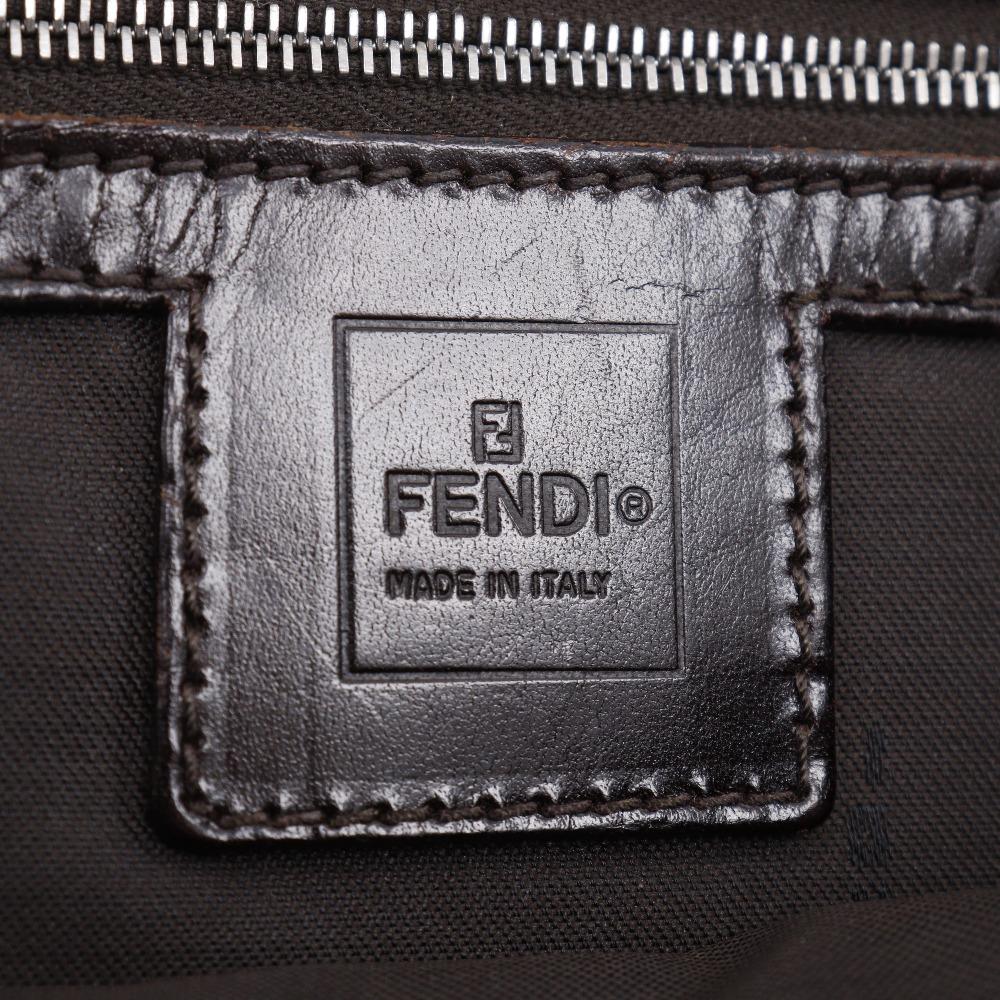 FENDI Zucca Shoulder Bag Brown Nylon canvas unisex Used