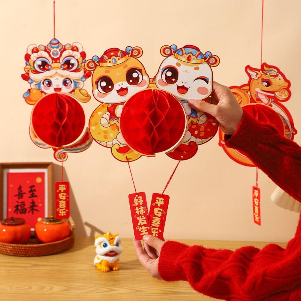 Chinese 2025 Snake Year Lantern Pendants Honeycomb Ball Lantern Ornament  Celebration Party Gifts