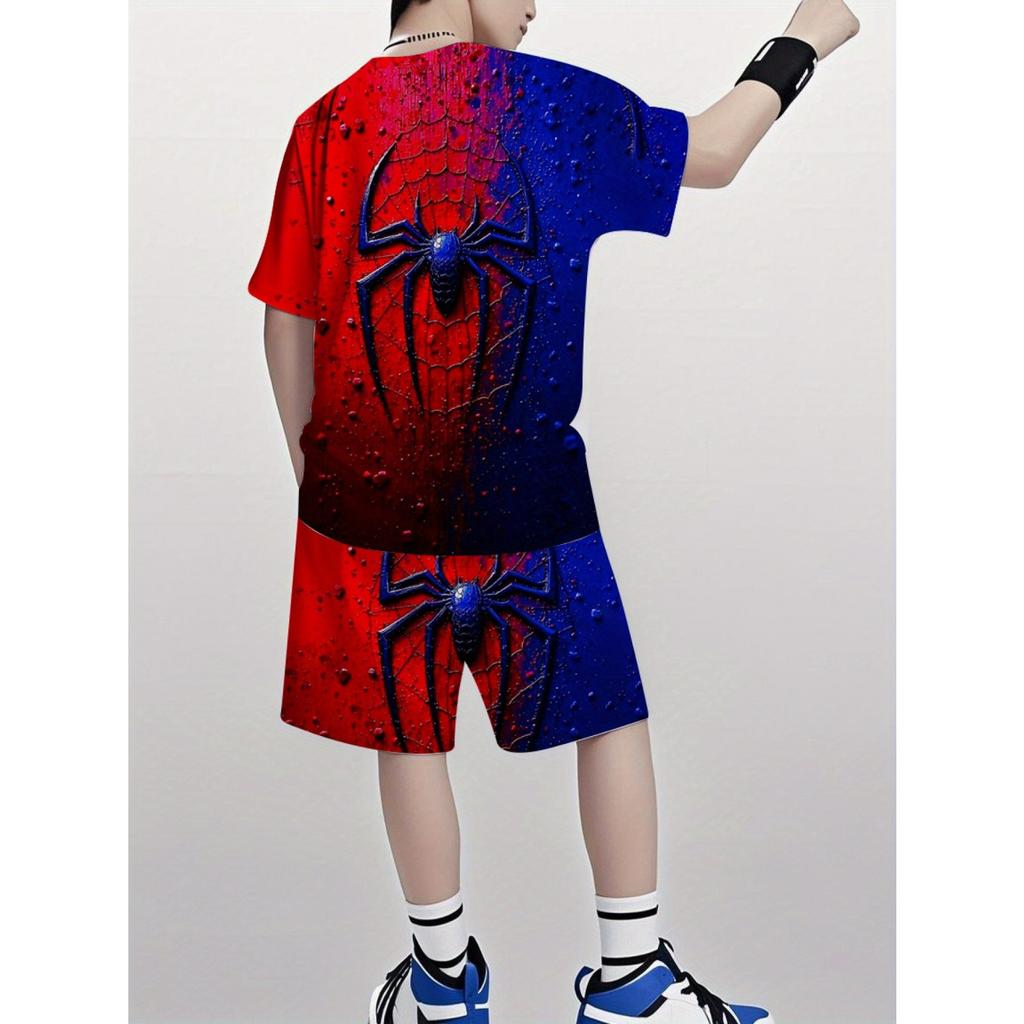 Digital Printing - Children's Set Fashion Digital Printing Casual Short Sleeved Shorts T-shirt Sports Set