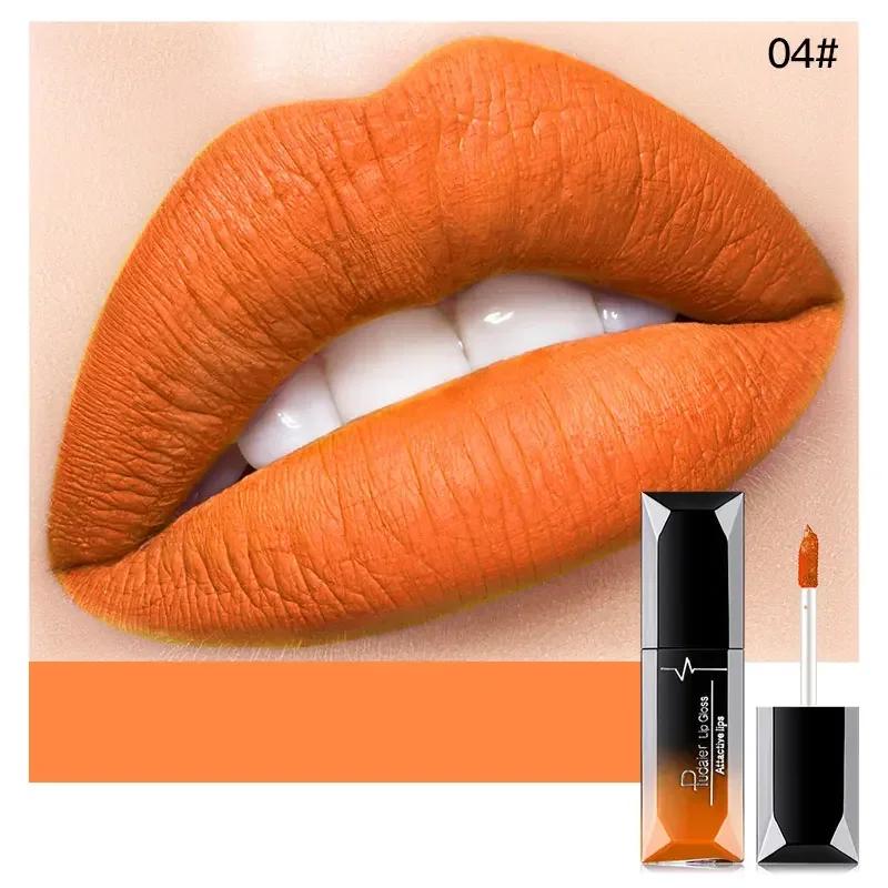 Pudaier Waterdichte Lipgloss Matte Vloeibare Lippenstift Matte Lippenstift Cosmetica Make-up Nude Paars Zwart Roze Cosmetica orange