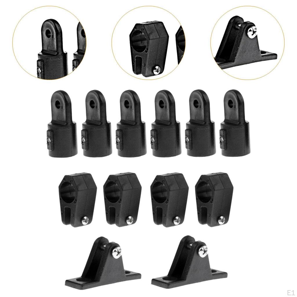 Boat Bimini Top Fittings Hardware 4 Jaw Slide 12 Pieces Black Accessories 1 Inch, 7/8 Inch 2