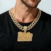 Hip Hop Style Full Diamond Letters Brother Over Money Pendant Fashion Cross-border New Men's Necklace Accessories