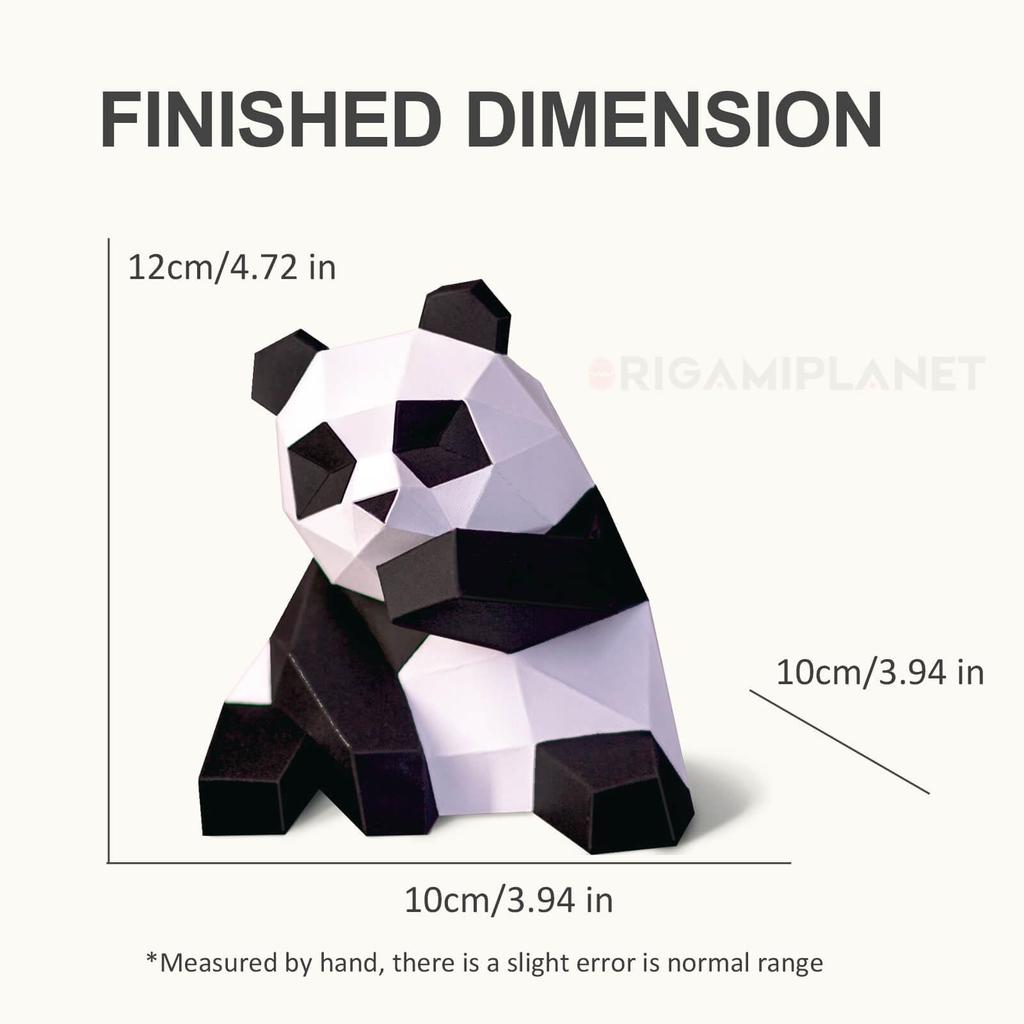 ORIGAMIPLANET 3D Origami Paper Craft Kit Panda Fun DIY 3D Panda Paper Art Model for Teens Easy Handmade Animal Figure Sculpture Gift Set for Bookshelf