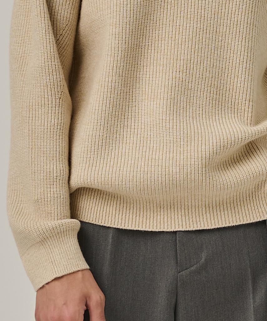 ANALOG MOOD Semi-Overfit Hazzi Daily Round Knit (Oatmeal)